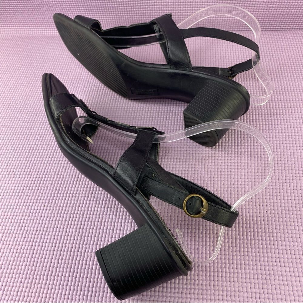 Classic Elements Shoshanna Square Toe Block Heel Sandal Black Size 9 Leather - Picture 5 of 12